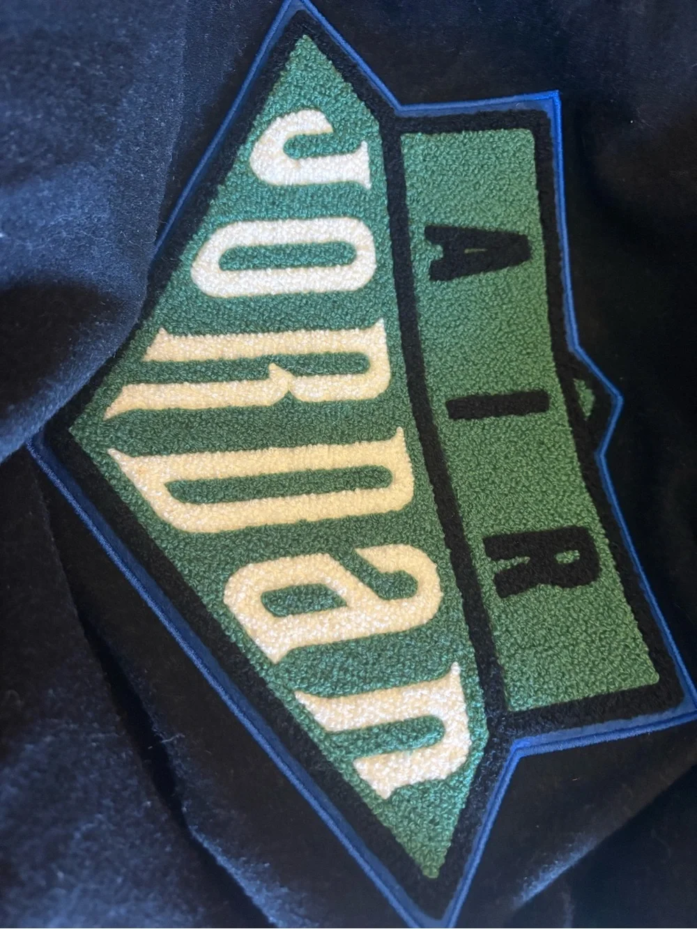 Jordan Black Bomber Jacket with Green Air Jordan Patch